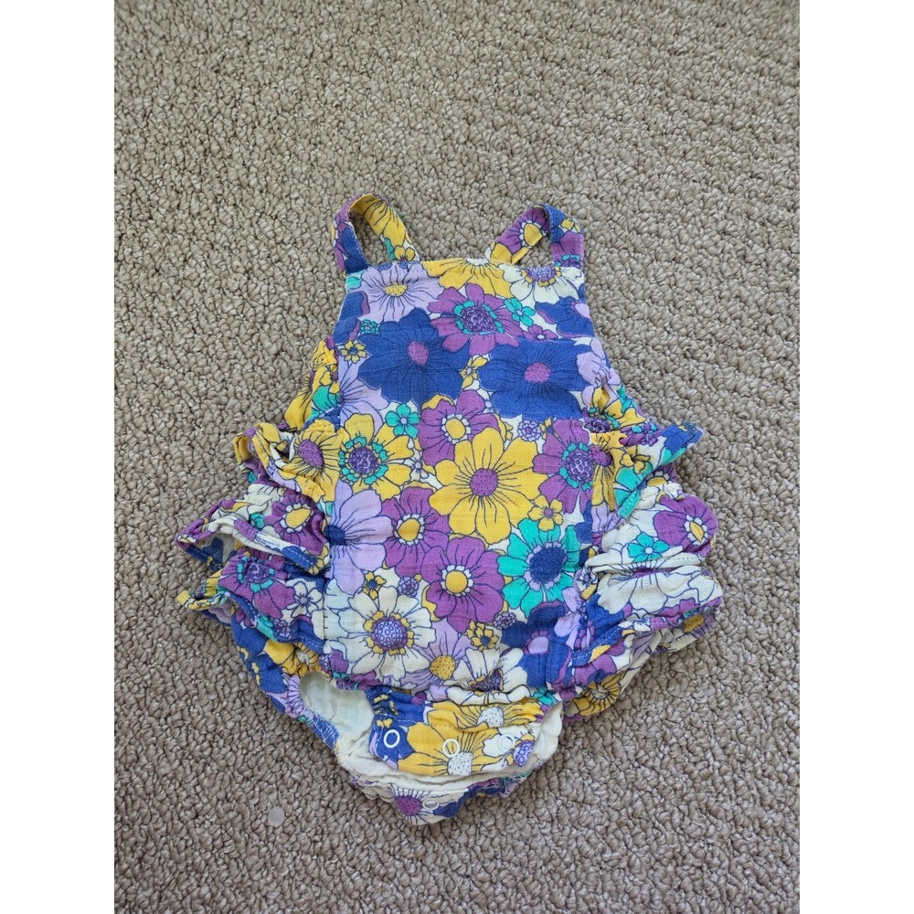 Angel dear baby Girls Floral Ruffle Romper Bodysuit